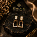 Luxury Geometric Gold Drop Earrings for Women | Elegant White Stone Statement Earrings