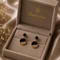Luxury Black Crystal Drop Earrings for Women | Gold-Tone Elegant Statement Earrings
