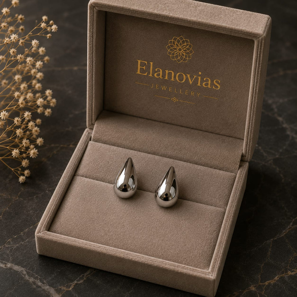Luxury Silver Teardrop Stud Earrings for Women | Modern Minimalist Statement Earrings