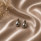 Luxury Silver Teardrop Stud Earrings for Women | Modern Minimalist Statement Earrings