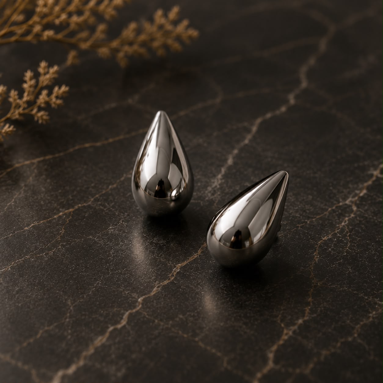 Luxury Silver Teardrop Stud Earrings for Women | Modern Minimalist Statement Earrings