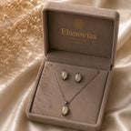Elegant White Stone Necklace & Earrings Set for Women | Silver-Tone Minimalist Jewelry