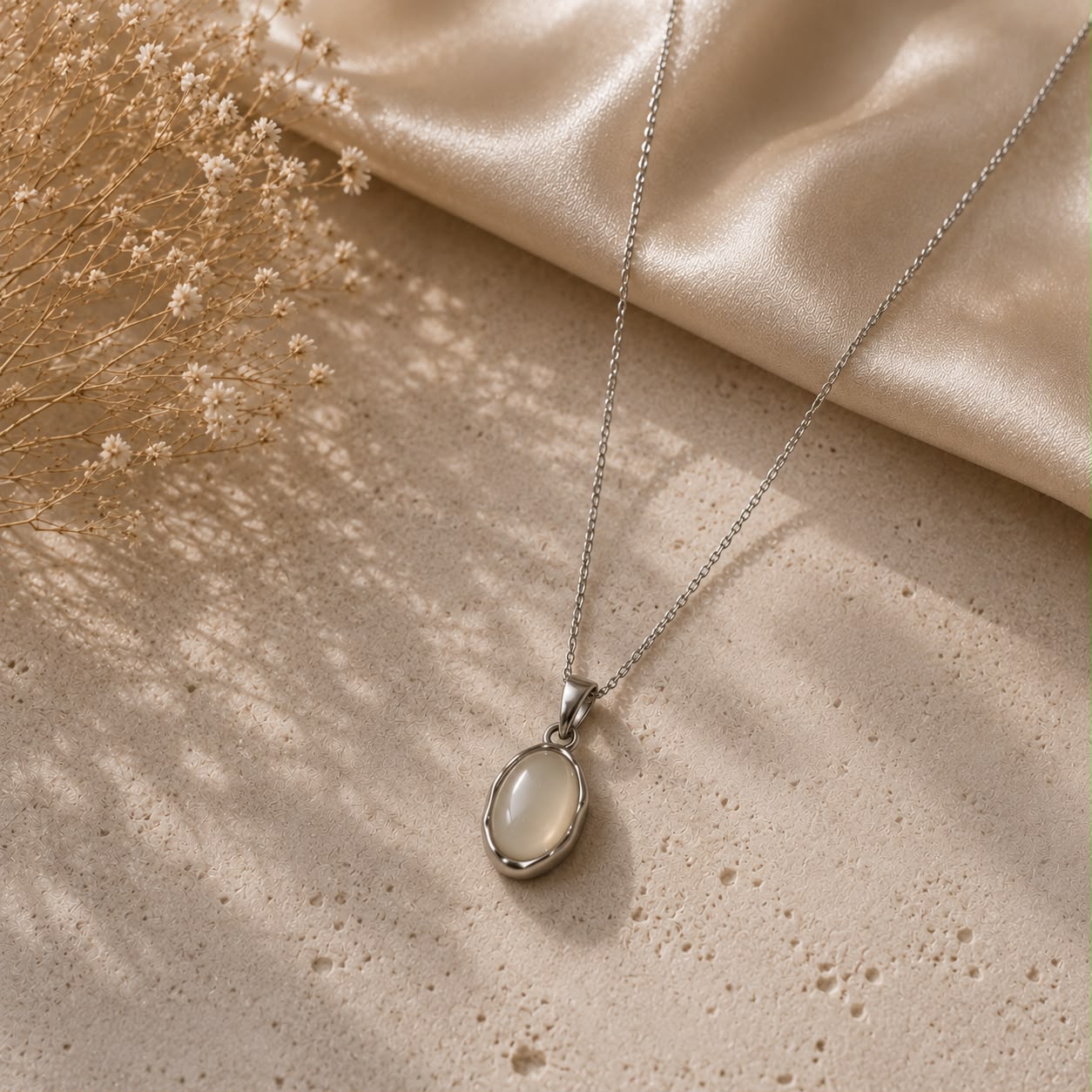 Elegant White Stone Necklace & Earrings Set for Women | Silver-Tone Minimalist Jewelry