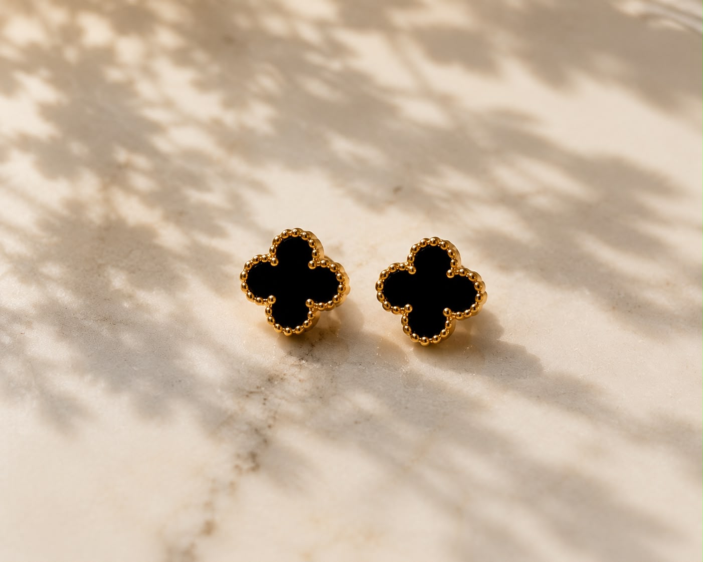 Luxury Black Clover 3-Piece Jewelry Set for Women | Gold Necklace, Bracelet & Earrings